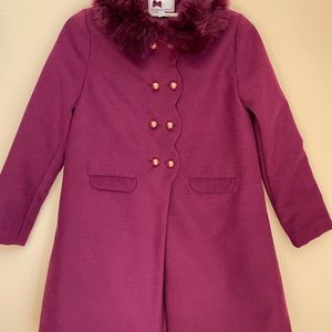 Janie and Jack purple coat with faux fur collar